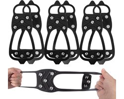 3 paar universele ijsstijgijzers | Schoenovertrekken | Antislip | antislip spikes voor ijs en sneeuw | antislip schoenen voor schoenen en laarzen om te wandelen, hiken en klimmen, Zwart L 40-45|Cyslmuk®