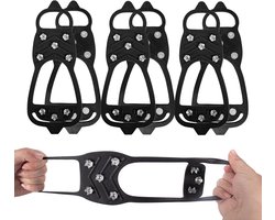 3 paar universele ijsstijgijzers | Schoenovertrekken | Antislip | antislip spikes voor ijs en sneeuw | antislip schoenen voor schoenen en laarzen om te wandelen, hiken en klimmen, Zwart M 34-40|Cyslmuk®