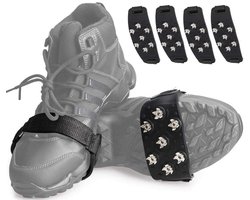 Anti Slip Sneeuwzolen - 2 Paar - Sneeuwijzers - Antislip - Grip Schoenspikes - Veilig Lopen Op Sneeuw En Ijs - Stijgijzers Voor Bergschoenen - Met 7 Spikes Voor Extra Grip - Ijsklauwen voor Schoenen, Sneeuw en Ijspikes - 16x6cm