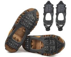 Anti Slip Sneeuwzolen - Veilig lopen op Sneeuw en IJs - Met 24 Spikes voor extra grip - Voorkomt Uitglijden Bij Gladheid - Maat L, Schoenmaat 40-46 - voor Winter Wandelen, Wandelen, Joggen, Wandelingen en Bergbeklimmen