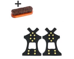 Gabrys® 2-in-1 Anti-Slip Sneeuwzolen met Schoenborstel – 1 Paar Universele Sneeuwzolen – maat 44 tot 48 - Snowstep - Wintergrip – 10 Spikes voor Sneeuw & IJs - Winter Sneeuwketting - 10 Spikes - sneeuw - schoenenborstel - Antislip hulpmiddel