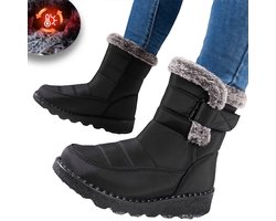 Sneeuwlaarzen - Snowboots - Winterlaarzen voor dames - Snowboots dames - Sneeuwlaarzen dames - Winterlaarzen - Waterdicht - Warme fleecevoering - Antislipzool - Halfhoog - Koud weer - Antislip sneeuwlaarzen voor buiten - Cadeau - Zwart - Maat 38