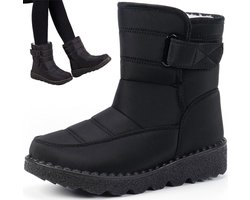 Sneeuwlaarzen - Snowboots - Winterlaarzen - Waterdichte sneeuwlaarzen - Snowboots Dames - Warme sneeuwlaarzen met fleece voering - Sneeuwlaarzen voor buiten - Antislipzool - Winter Sneeuwlaars Dames - Zwart - Maat 39