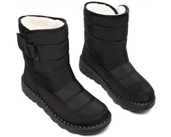 Sneeuwlaarzen - Snowboots - Winterlaarzen - Waterdichte sneeuwlaarzen - Snowboots Dames - Warme sneeuwlaarzen met fleece voering - Sneeuwlaarzen voor buiten - Antislipzool - Winter Sneeuwlaars Dames - Zwart - Maat 43
