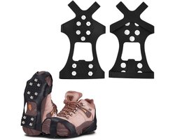 Snow grips over schoenen/laars - Maat L (40-45) - Anti Slip Sneeuwzolen - Antislipzolen - Grip Schoenspikes - Veilig Lopen Op Sneeuw En Ijs - Crampons - Stijgijzers - Antislip stijgijzers met 10 tanden - voor winterwandelen, trekking, rotsklimmen