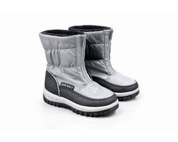 Snow World Kinder Snowboots/Moonboots – MAAT 25 - Warm Gevoerd met Zwart Bont – Waterafstotend – Antislip – Grijs/Zwart