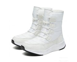 Snowboots - Snowboots dames - Sneeuwlaarzen - Waterdicht/Winddicht snowboots - Met pluche voering - Winterse warmte - Winterlaarzen voor dames - Wit - Maat 42