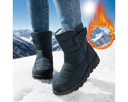 Snowboots - Snowboots dames - Winterlaarzen voor dames - Sneeuwlaarzen - Sneeuwlaarzen dames - Winterlaarzen - Waterdicht - Warme fleecevoering - Antislipzool - Halfhoog - Koud weer - Antislip sneeuwlaarzen voor buiten - Cadeau - Blauw - Maat 38
