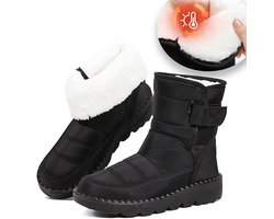 Snowboots - Snowboots dames - Winterlaarzen voor dames - Sneeuwlaarzen - Sneeuwlaarzen dames - Winterlaarzen - Waterdicht - Warme fleecevoering - Antislipzool - Halfhoog - Koud weer - Antislip sneeuwlaarzen voor buiten - Cadeau - Zwart - Maat 38