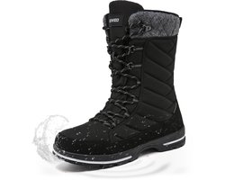 Winter Sneeuwlaars Dames - Waterdichte Sneeuwlaarzen - Winter Fleece Gevoerd Warme Winterlaarzen - Snowboots Antislip Outdoor - Zwart - Maat 38